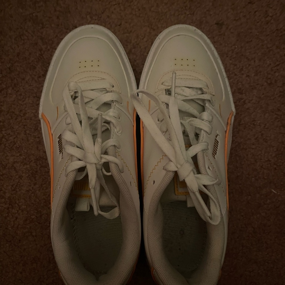 Puma White and Orange Athletic Shoes
